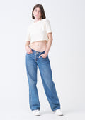 Off-White Combed Cotton Crop Top T-Shirt