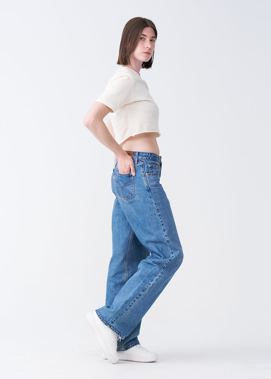 Off-White Combed Cotton Crop Top T-Shirt