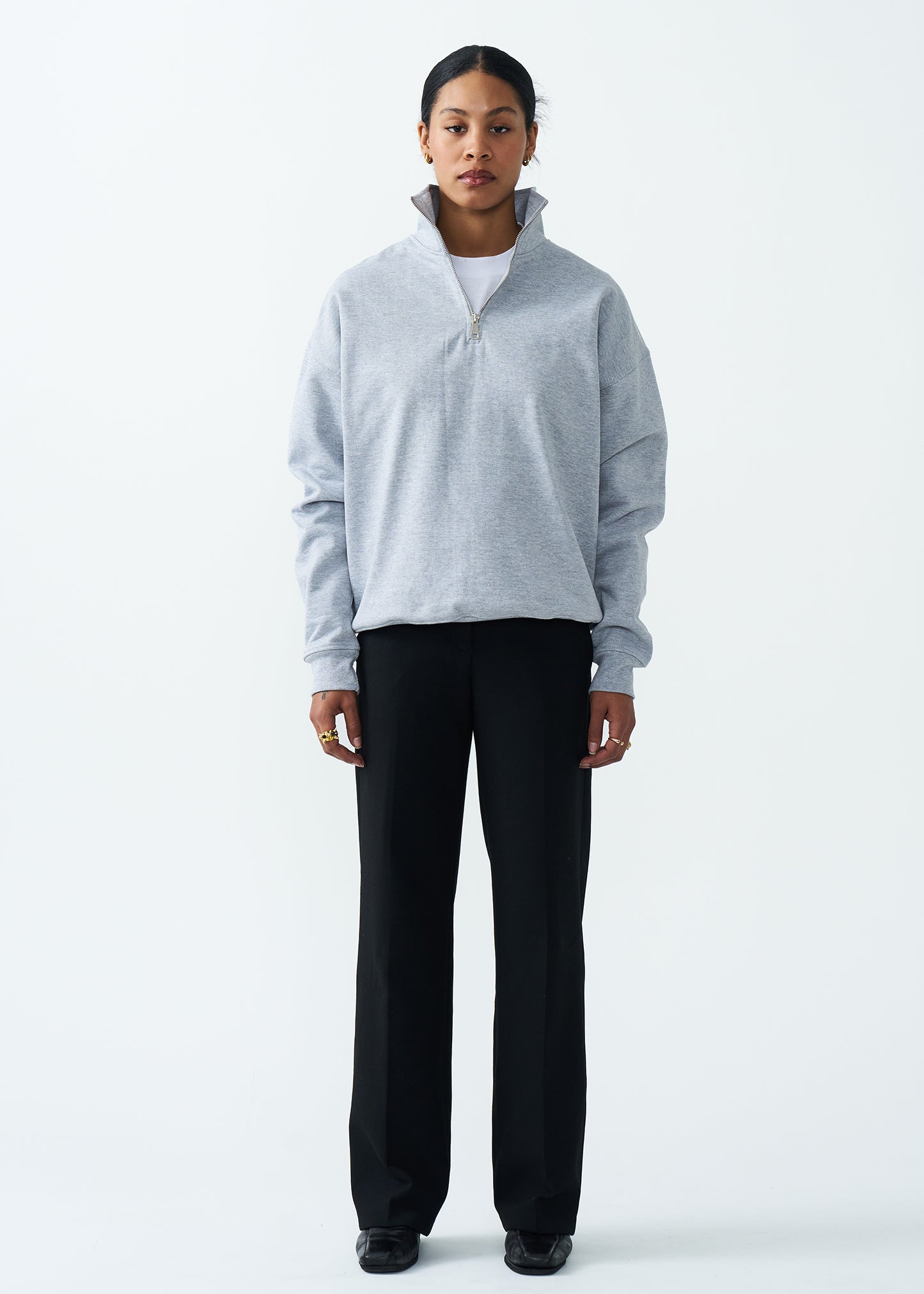 14 OZ Women's Oversized Heavyweight Fleece Quarter-Zip