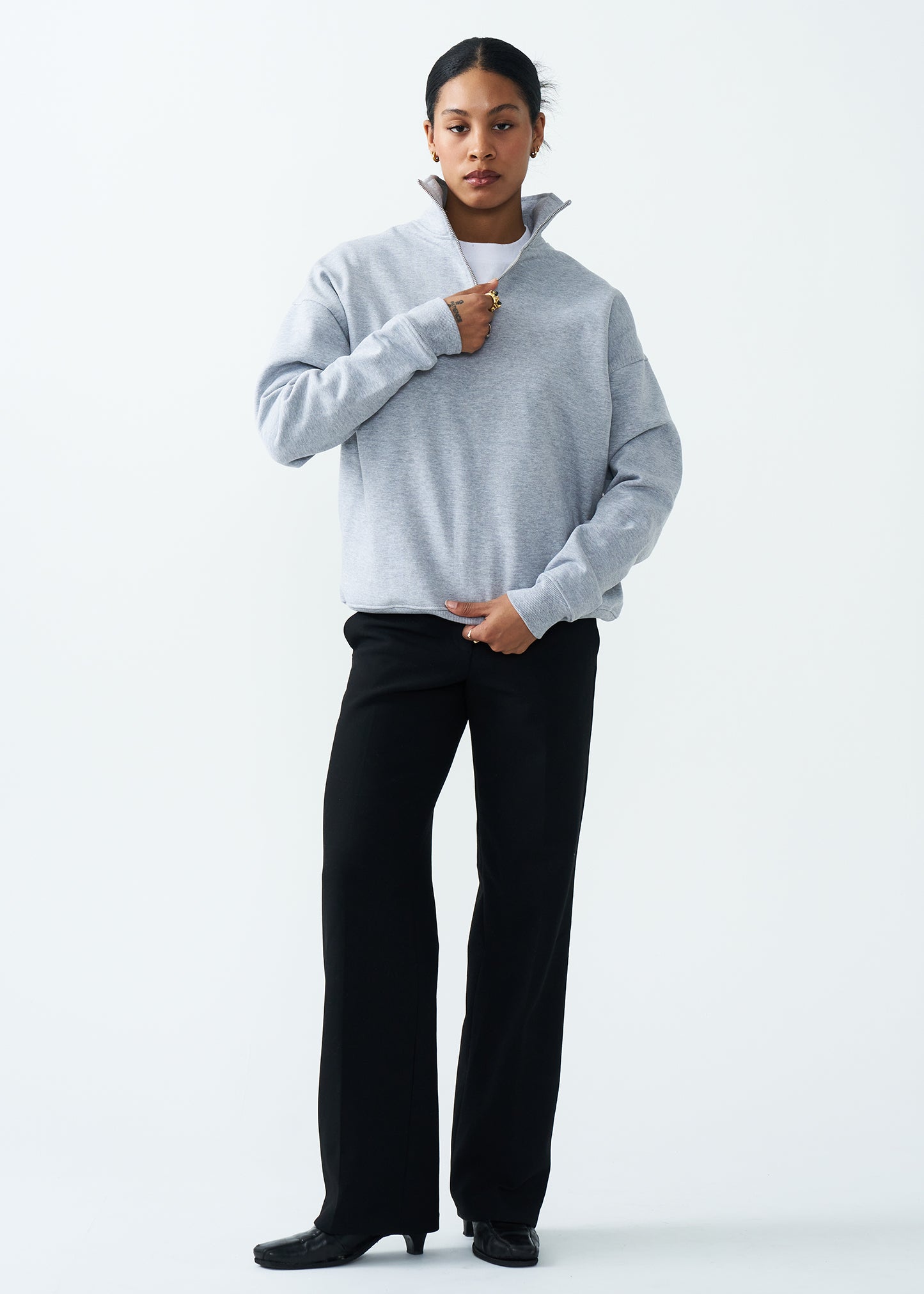 14 OZ Women's Oversized Heavyweight Fleece Quarter-Zip