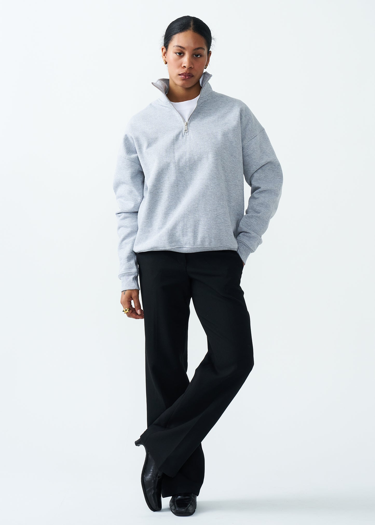 14 OZ Women's Oversized Heavyweight Fleece Quarter-Zip