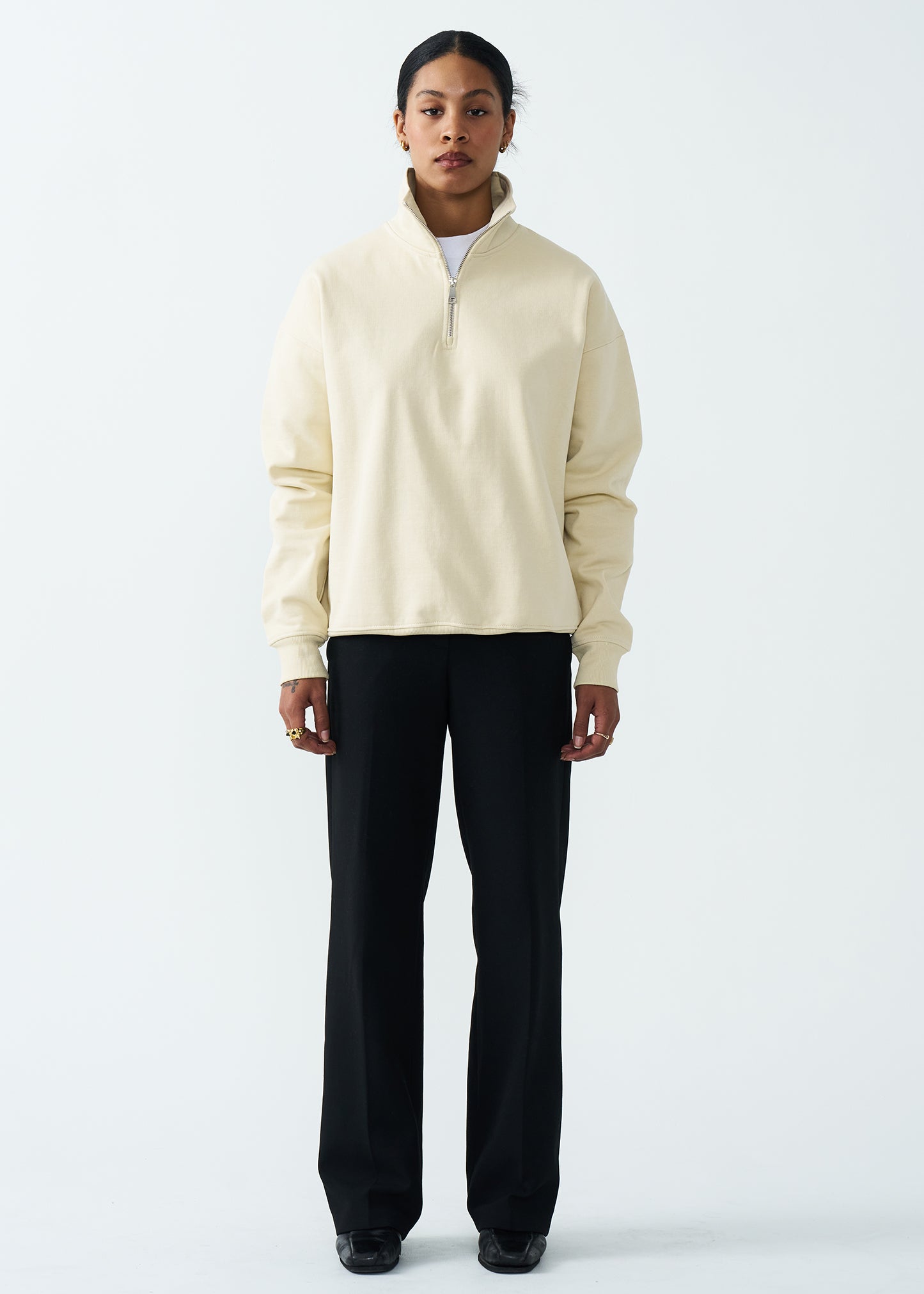 14 OZ Women's Oversized Heavyweight Fleece Quarter-Zip