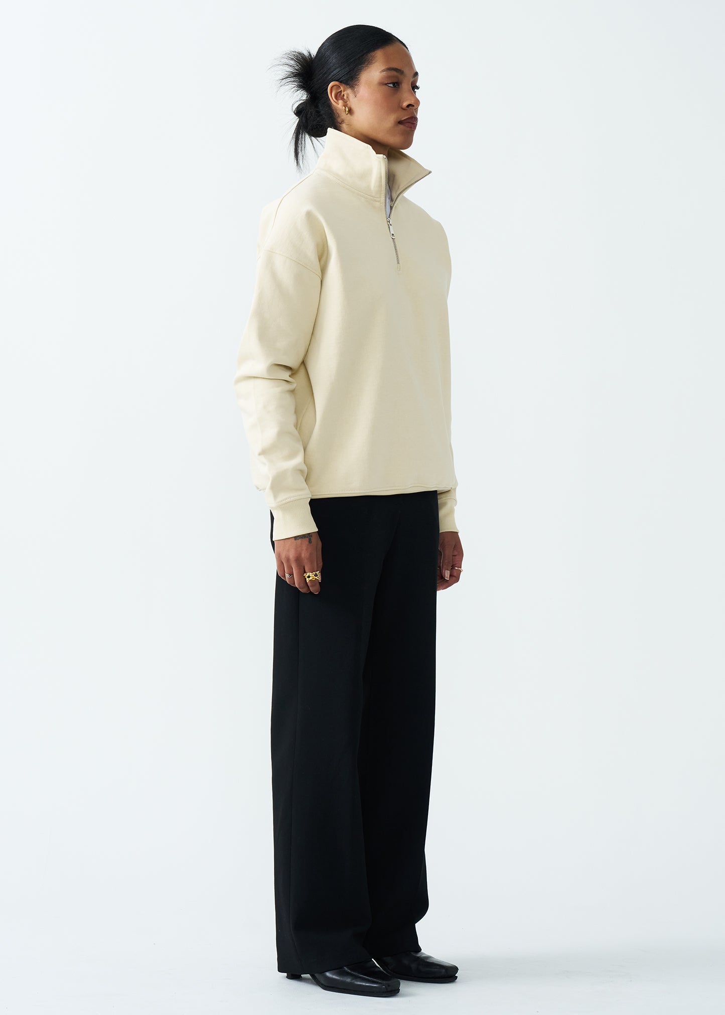 14 OZ Women's Oversized Heavyweight Fleece Quarter-Zip