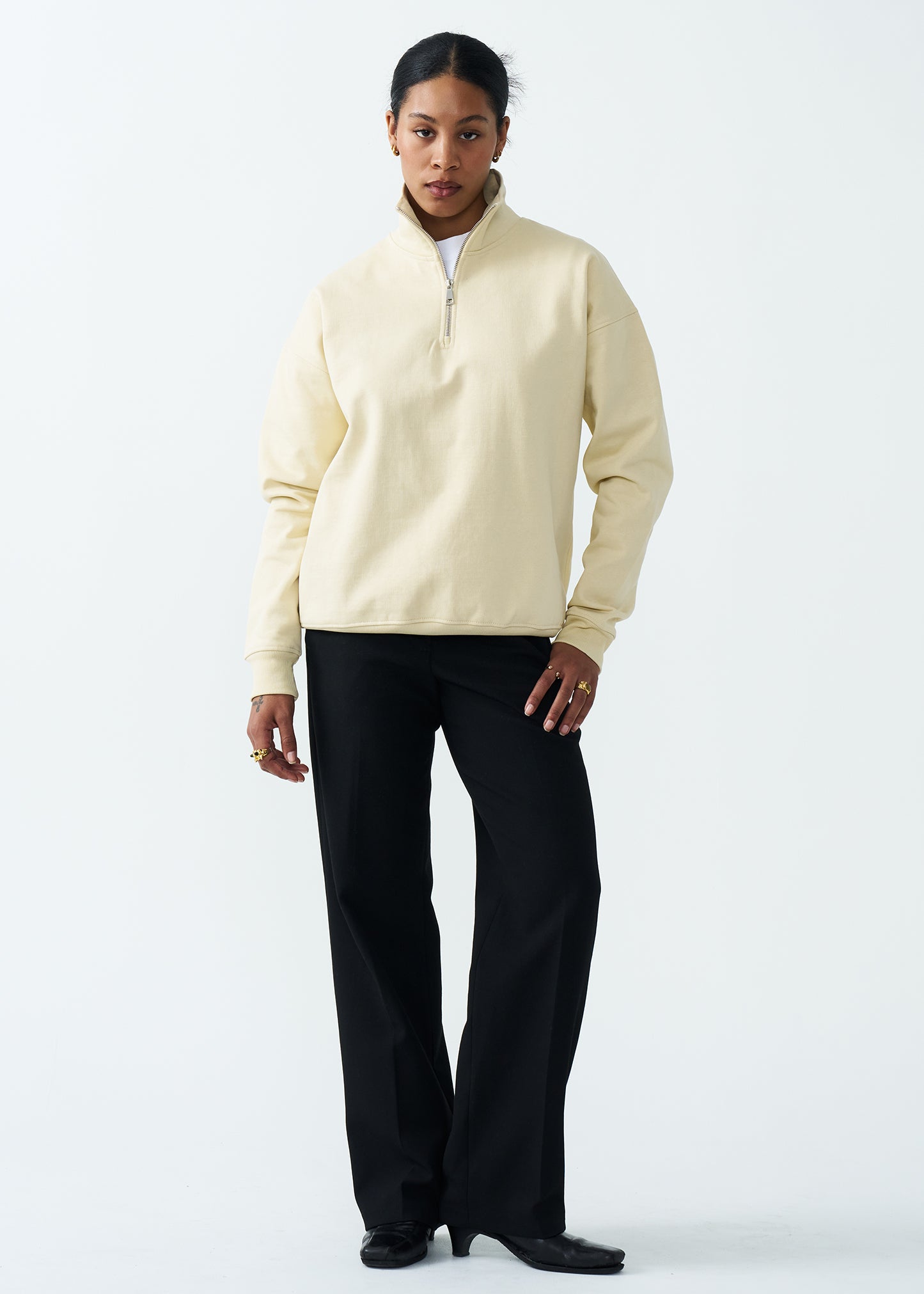 14 OZ Women's Oversized Heavyweight Fleece Quarter-Zip