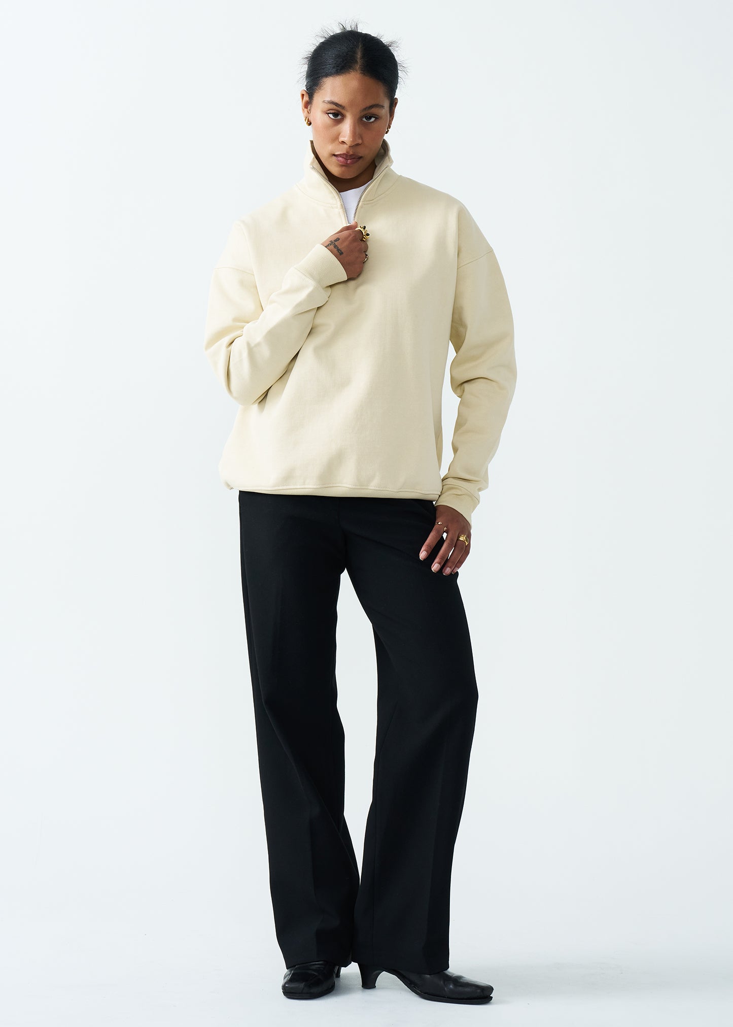 14 OZ Women's Oversized Heavyweight Fleece Quarter-Zip