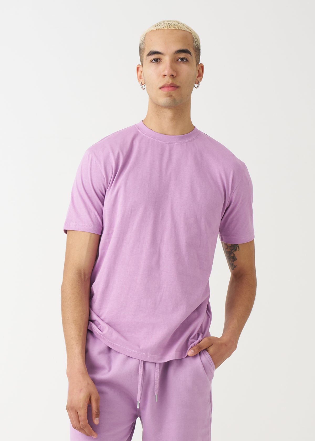 Lilac Combed Cotton T-Shirt