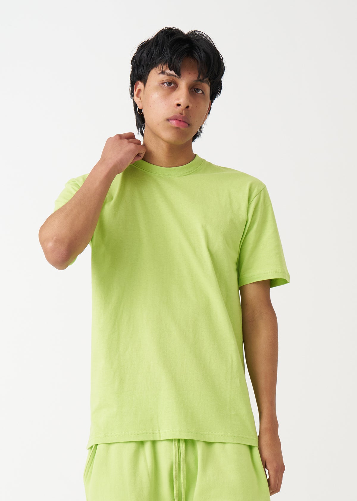 Neon Lime Combed Cotton T-Shirt