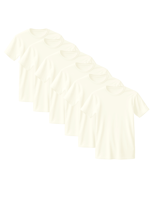 Off-White Combed Cotton T-Shirt 6-Pack