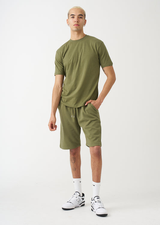 Olive Green T-Shirt And Short Set