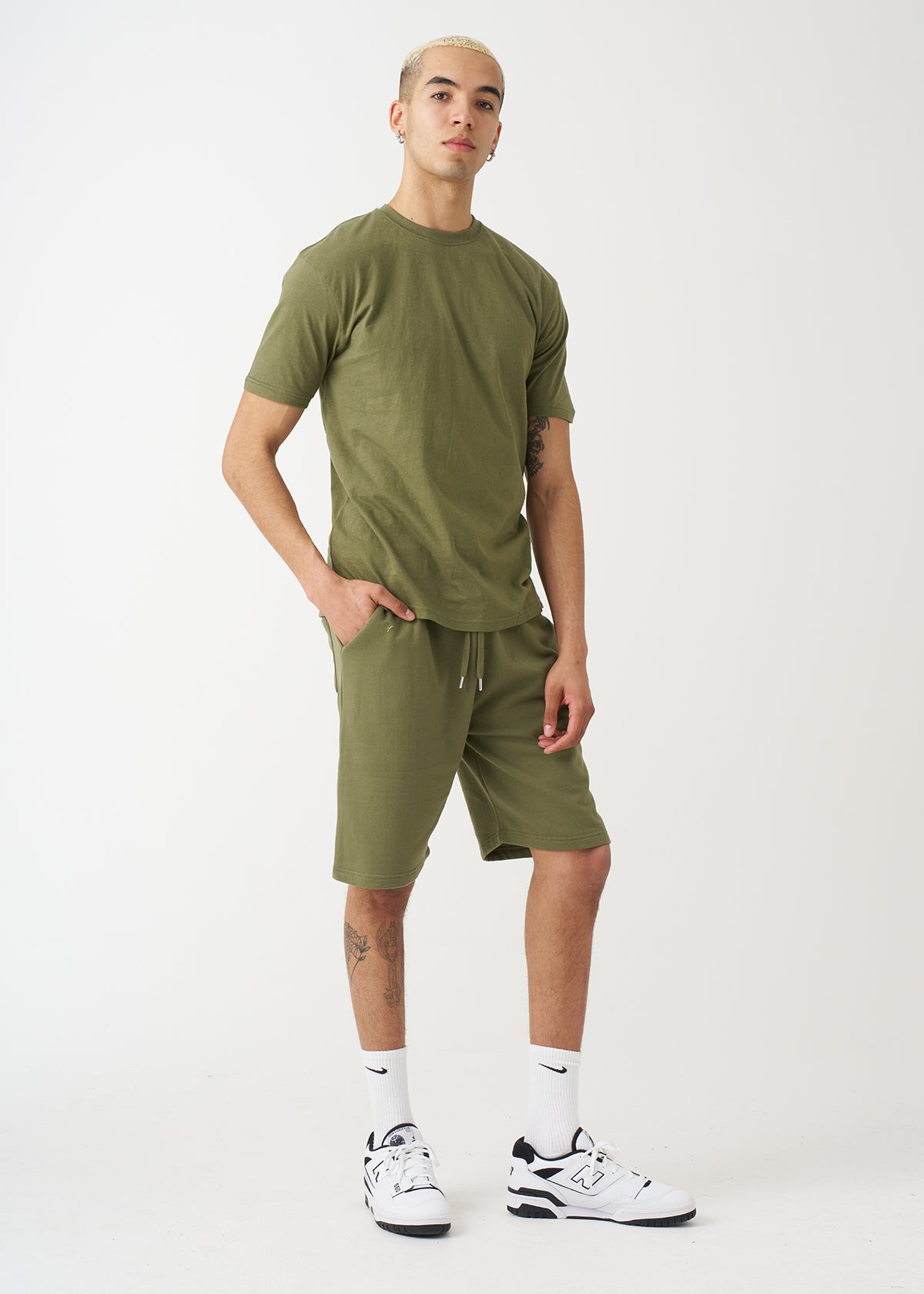 Olive Green T-Shirt And Short Set