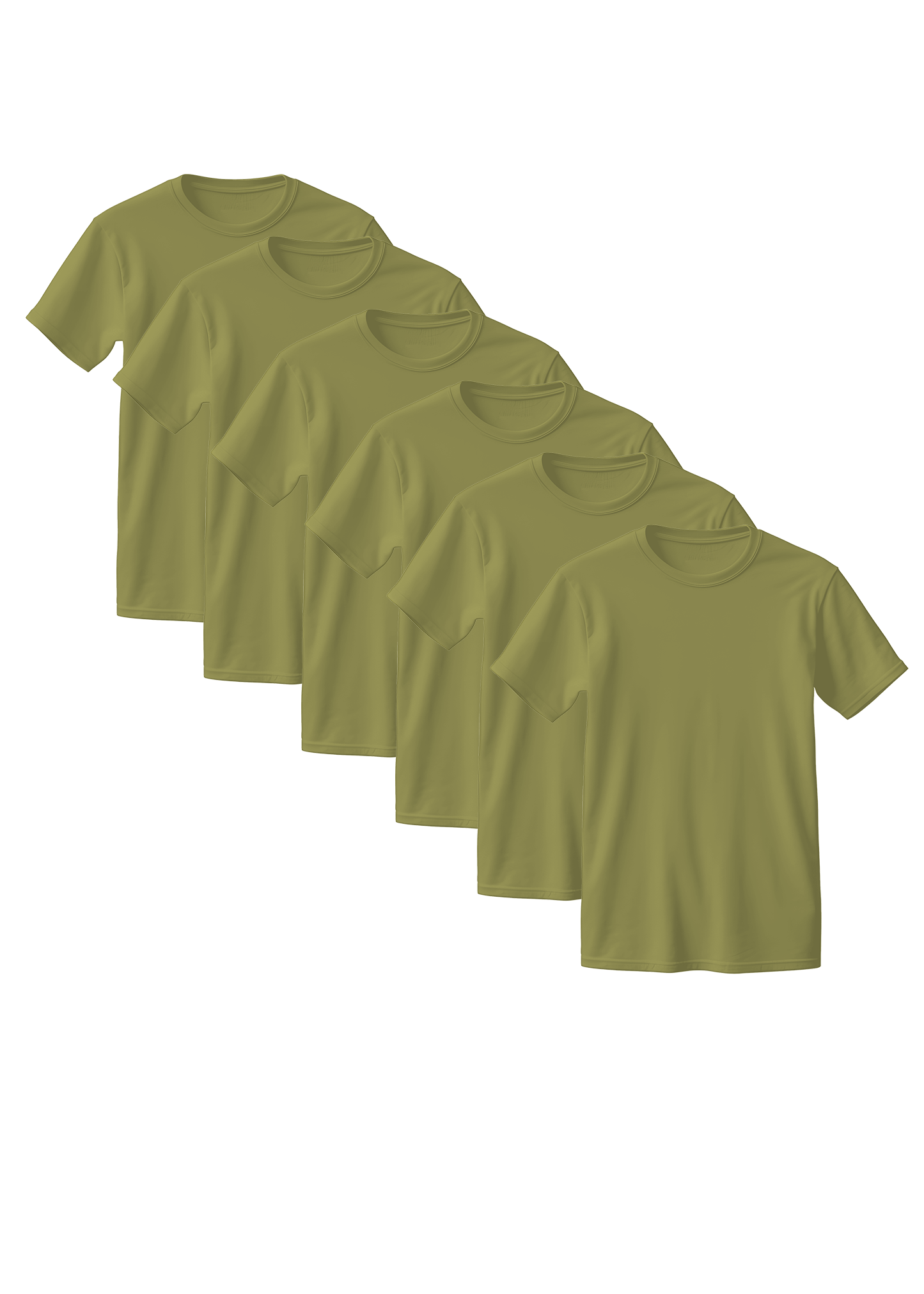 Olive Green Combed Cotton T-Shirt 6-Pack