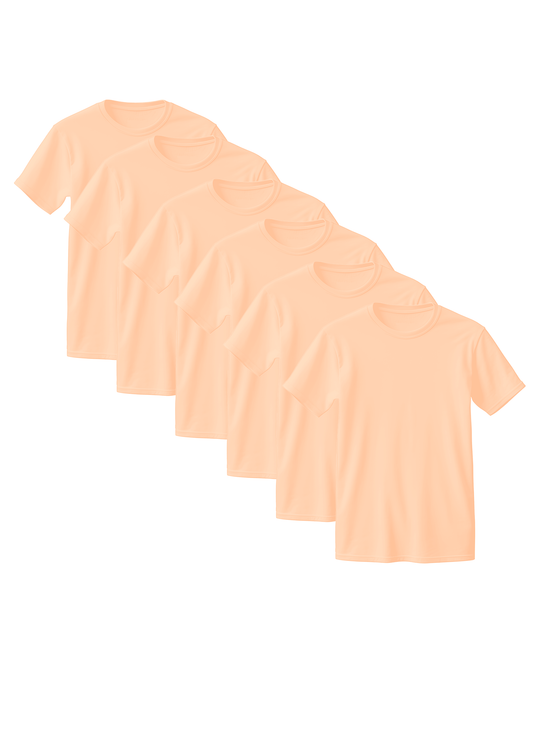 Peach Combed Cotton T-Shirt 6-Pack
