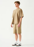Acid Wash Oversized Drop Shoulder Garment Dyed Short Set