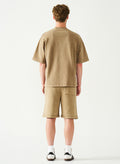 Acid Wash Oversized Drop Shoulder Garment Dyed Short Set