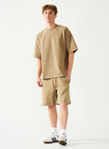 Acid Wash Oversized Drop Shoulder Garment Dyed Short Set