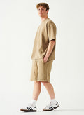 Acid Wash Oversized Drop Shoulder Garment Dyed Short Set