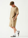 Acid Wash Oversized Drop Shoulder Garment Dyed Short Set