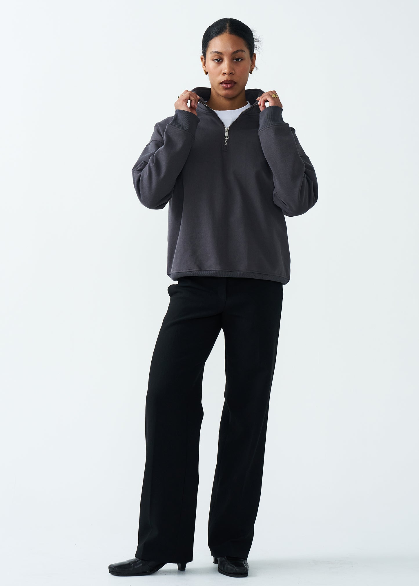 14 OZ Women's Oversized Heavyweight Fleece Quarter-Zip