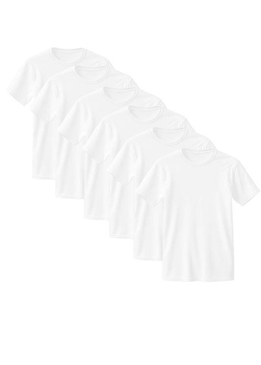 White Combed Cotton T-Shirt 6-Pack