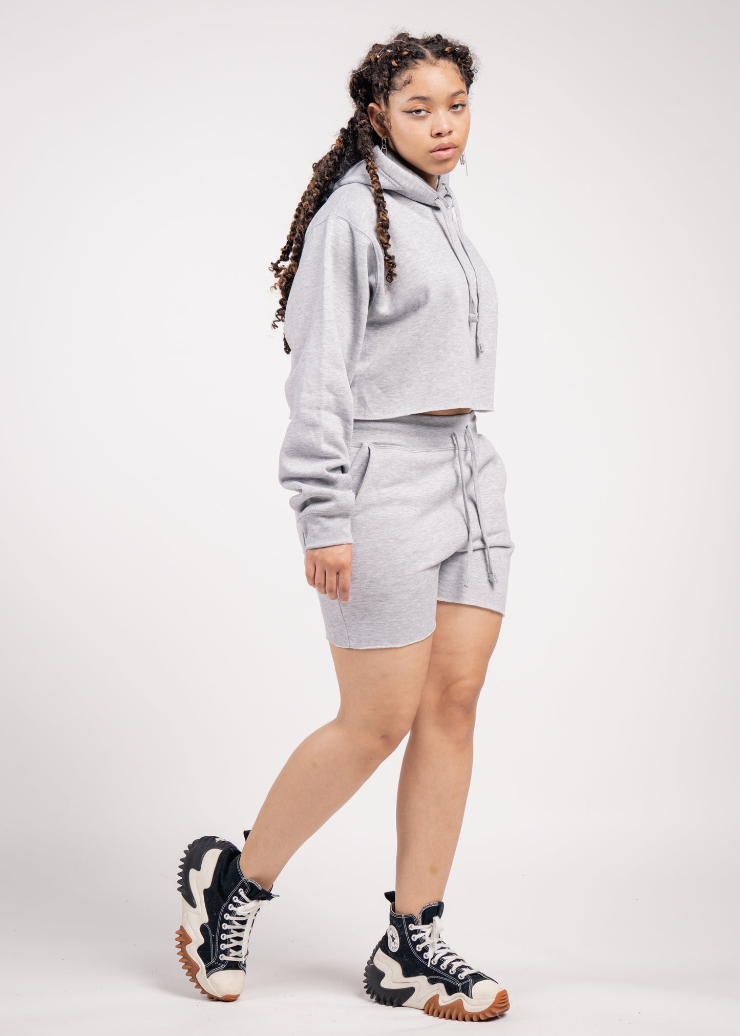 Crop Top Fleece Short Set