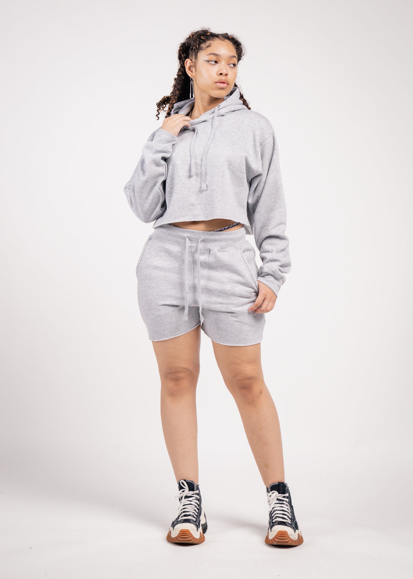 Crop Top Fleece Short Set