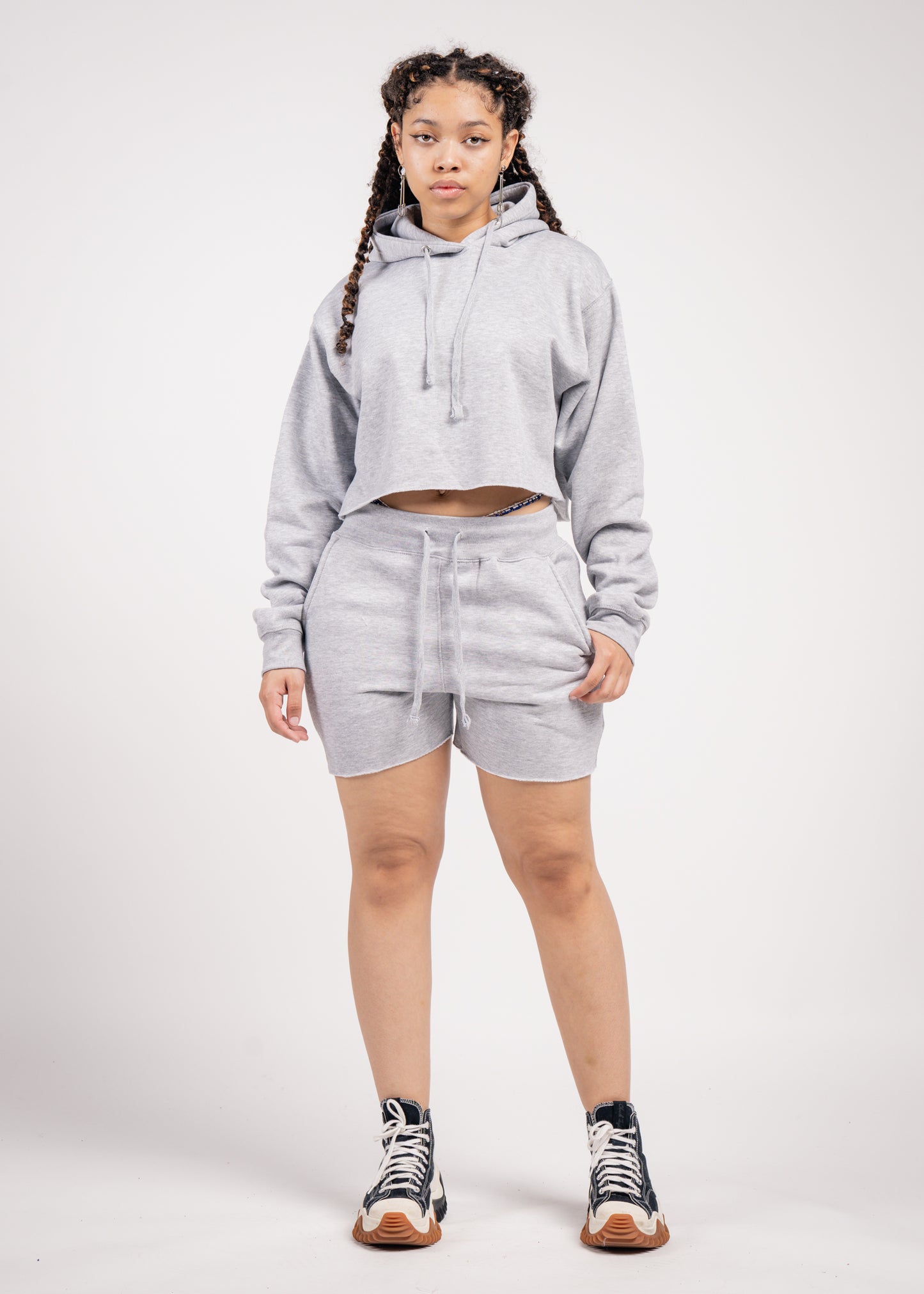 Crop Top Fleece Short Set