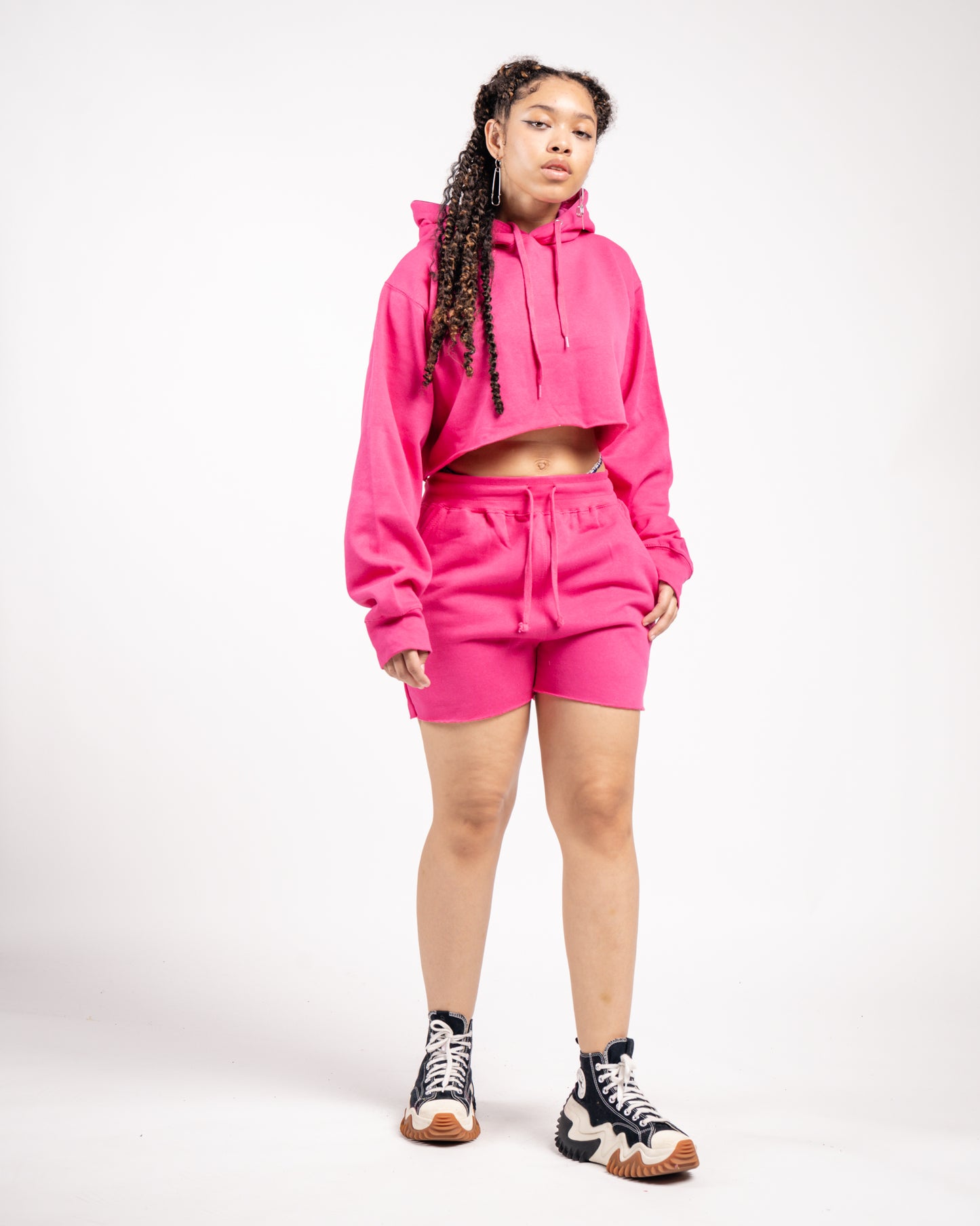 Crop Top Fleece Short Set