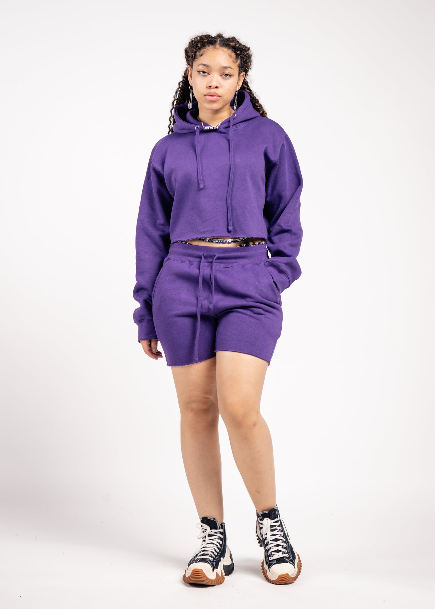 Crop Top Fleece Short Set