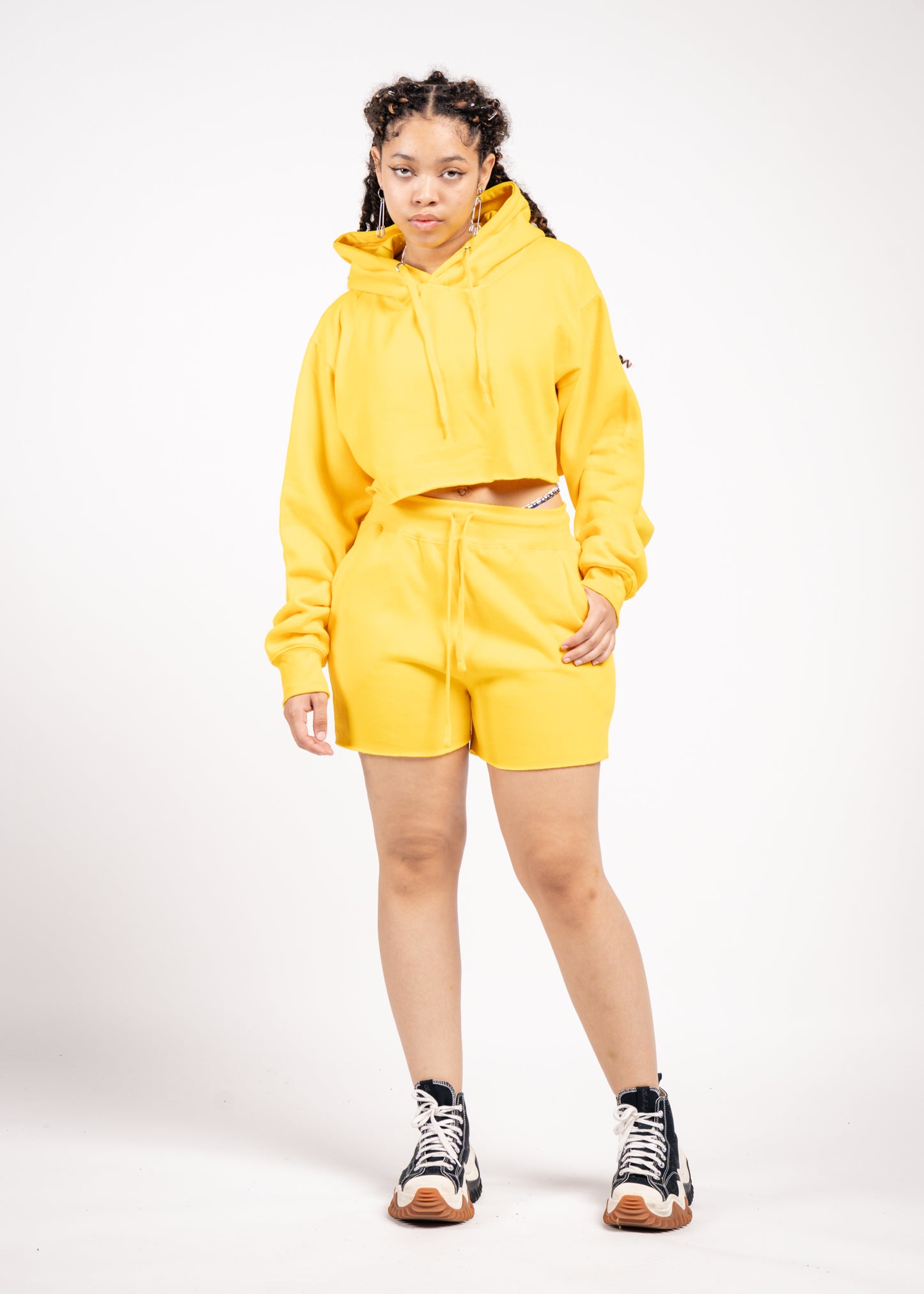 Crop Top Fleece Short Set