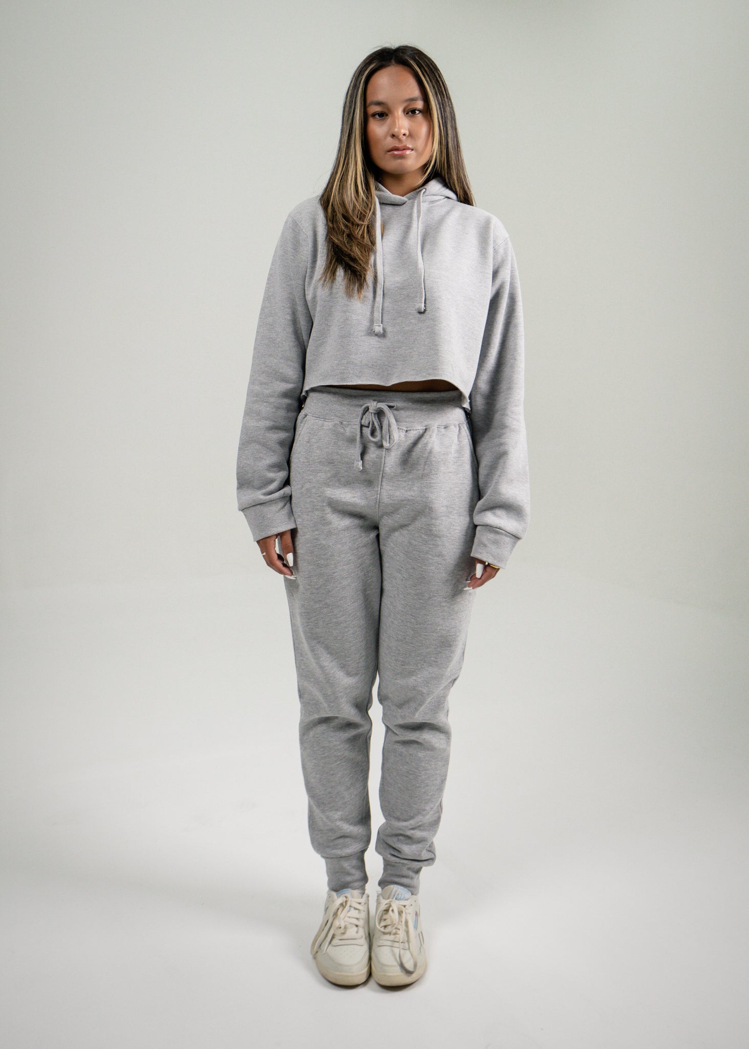 Heather Gray Crop Top SweatSuit