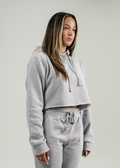 Gray Hooded Crop Top