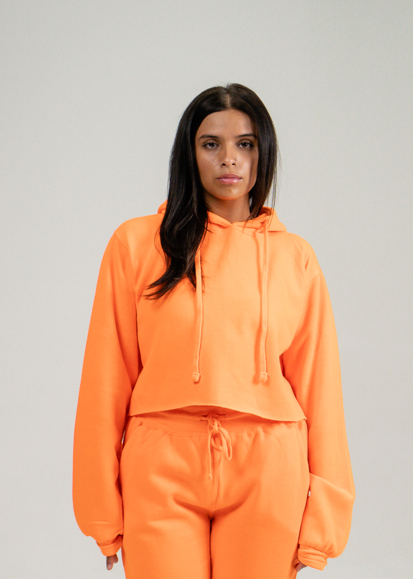 Neon Orange Hooded Crop Top