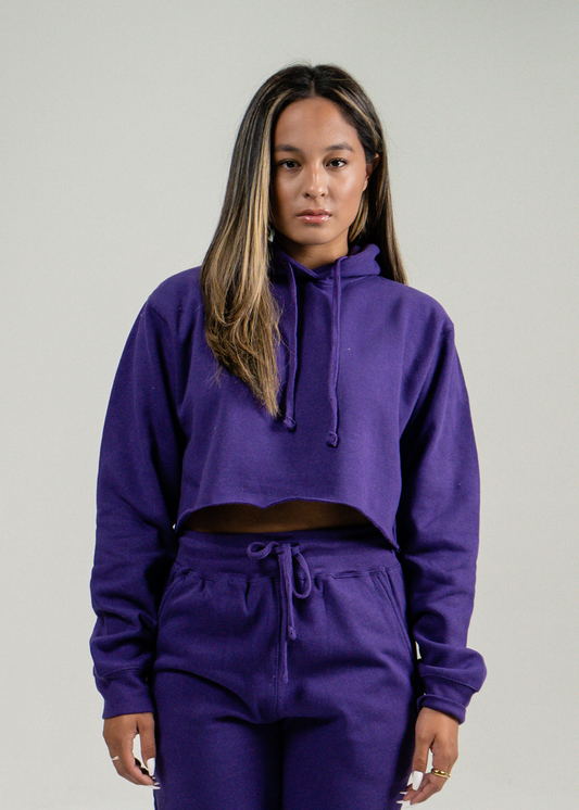 Purple Hooded Crop Top