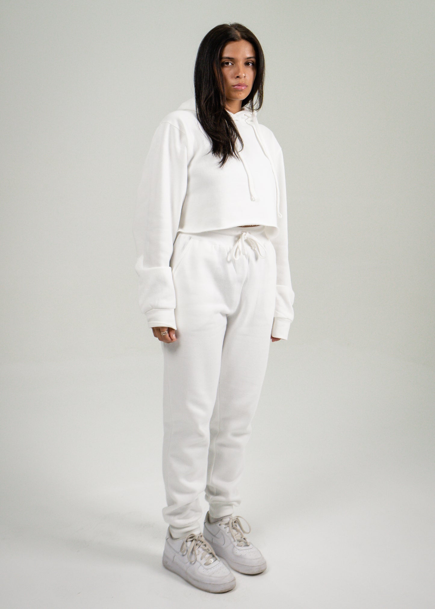 White Crop Top SweatSuit